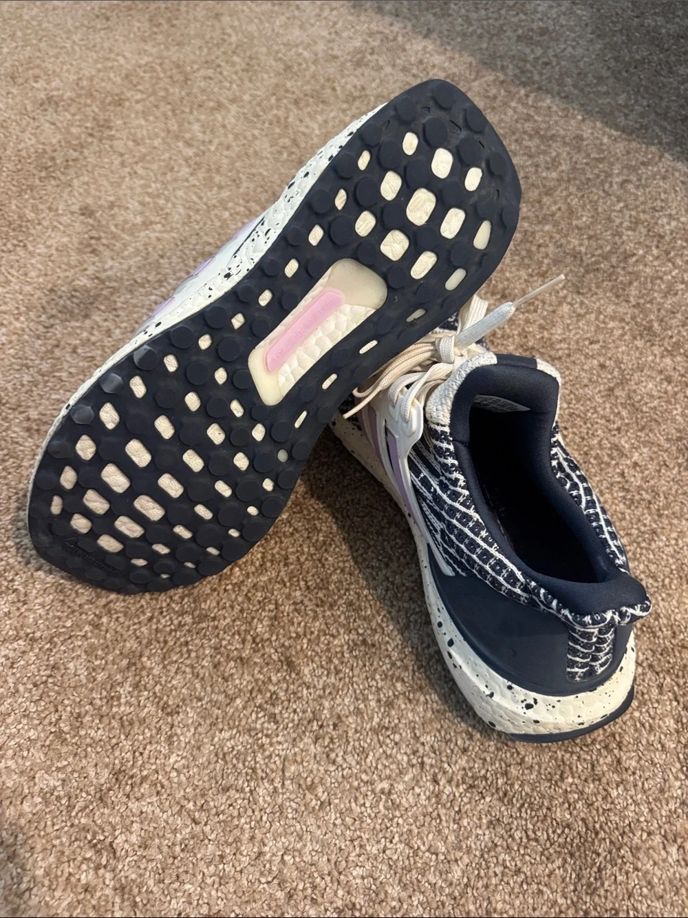 adidas Women's Navy, Cream & Lavender Knit Running Shoes